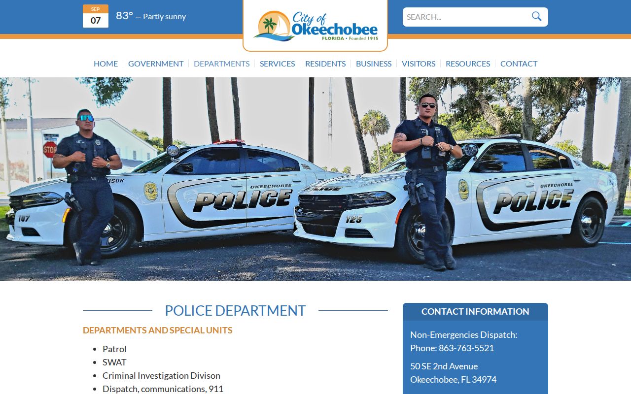 Okeechobee Police Department official source for city arrest records and contacts
