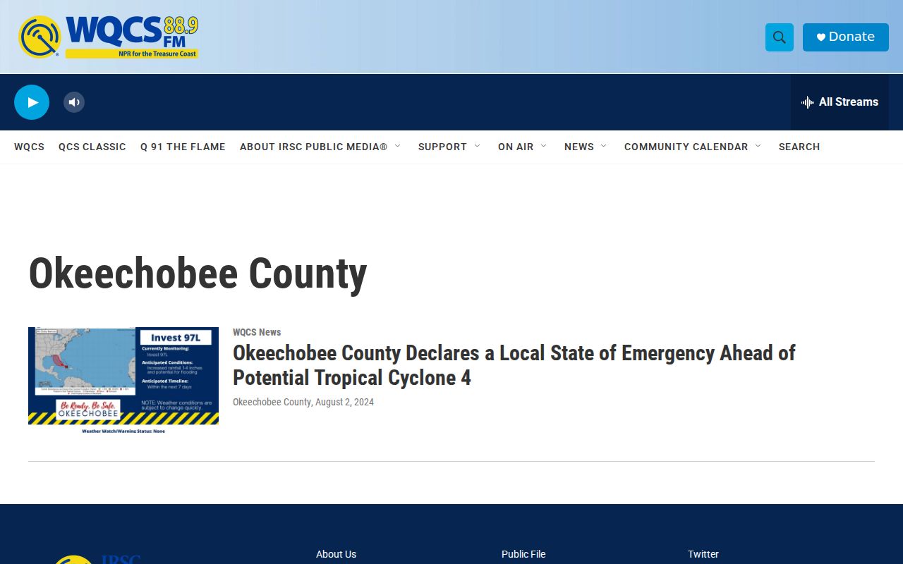 WQCS Okeechobee County arrest report and regional news source